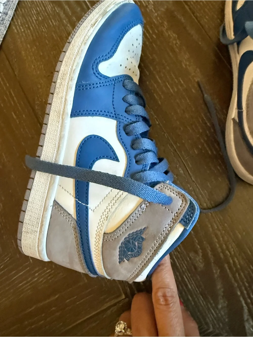 Nike air Jordan’s Kids High-Top Sneakers in Blue and White